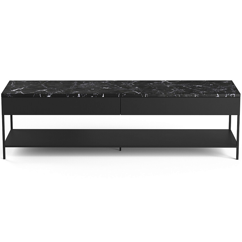 ТВ-тумба с мраморной столешницей Vayo Marble TV Stand Черный Черный Мрамор Nero в Саратове | Loft Concept 