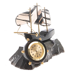 Часы настольные в виде парусника из натурального камня Обсидиан Sailboat Stone Clock варинант исполнения - 5 | Loft Concept в Саратове