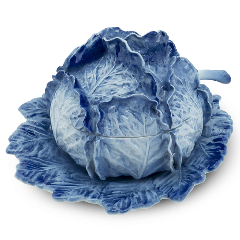 Супница SOUP BOWL CABBAGE W/PLATE D25 Blue Сапфирово-синий в Саратове | Loft Concept 