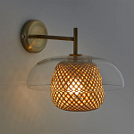 Бра с плафоном из плетенного бамбука Corzine варинант исполнения - 2 | Loft Concept в Саратове