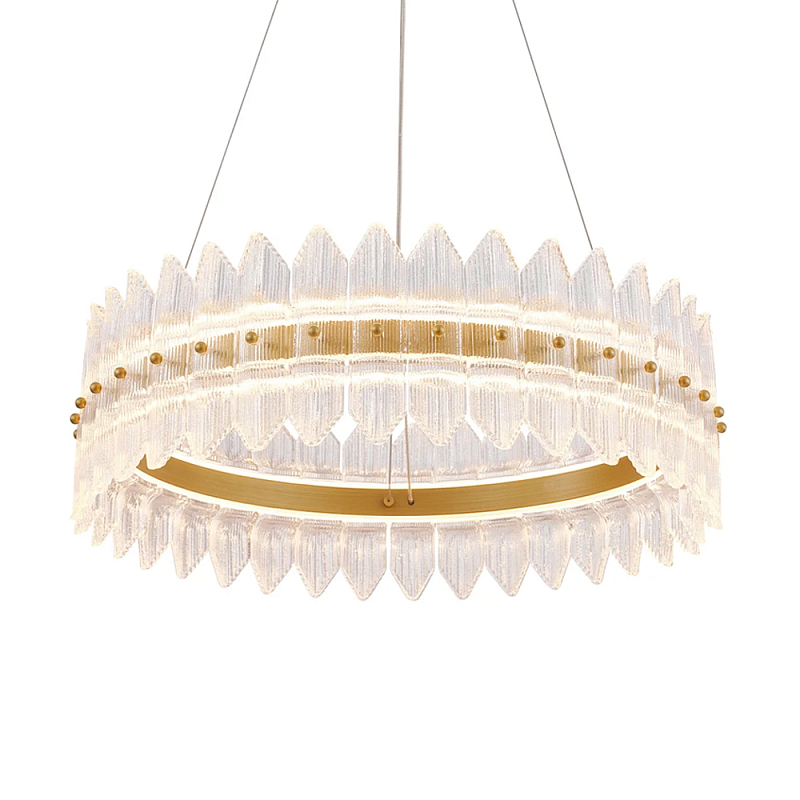 Люстра круглая с декоративными элементами в виде лепестков Round Light Flashing Латунь Прозрачный в Саратове | Loft Concept 