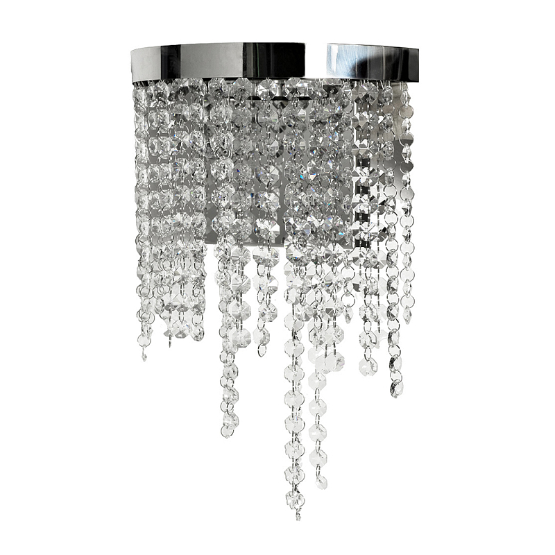 Бра Хром с каскадом сияющих кристаллов Shining Waterfall Хром Прозрачное Стекло в Саратове | Loft Concept 