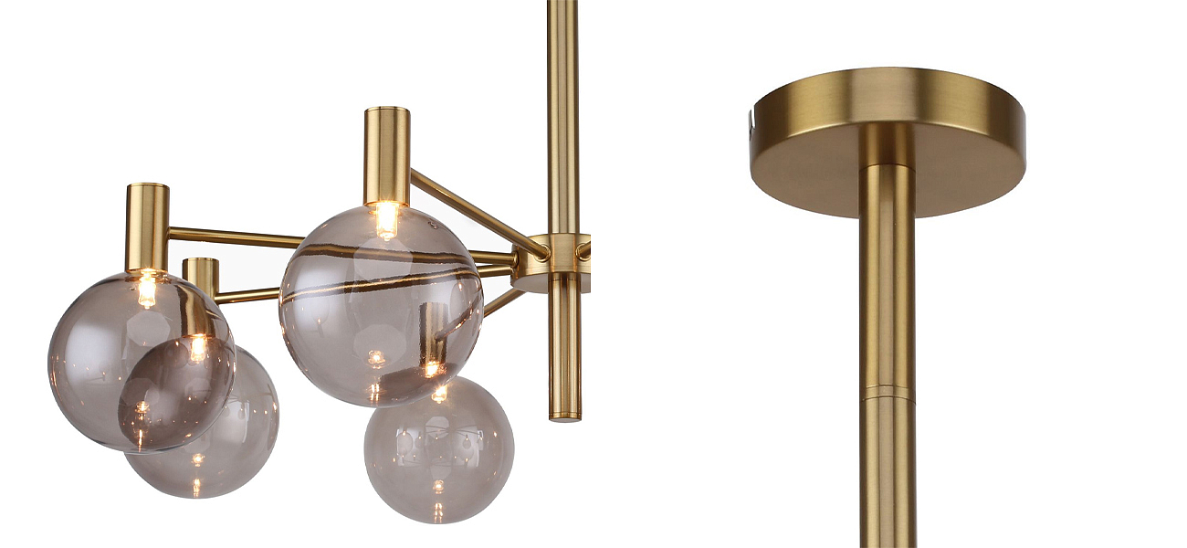 Люстра с выдувными плафонами коньячного цвета Carmella Globe Brass Люстра с выдувными плафонами коньячного цвета Carmella Globe Brass - Loft-Concept в Саратове