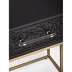 Приставной столик с резным узором на выдвижном ящике Black Table Carved Pattern варинант исполнения - 2 | Loft Concept в Саратове