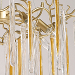 Люстра подвесная золотого цвета с разветвленными ветвями и прозрачными стеклянными подвесками Droplet Chandelier варинант исполнения - 4 | Loft Concept в Саратове