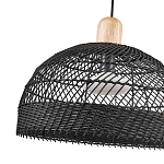 Подвесной светильник с округлым абажуром из черного ротанга Wicker Furniture варинант исполнения - 3 | Loft Concept в Саратове