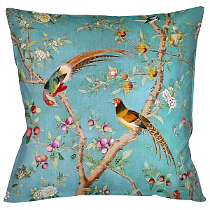 Подушка декоративная с изображением птиц в саду Chinoiserie Birds in the Peach Orchard Cushion