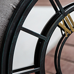 Зеркало настенное в чёрной металлической раме в виде часов Mirror Tower Clock варинант исполнения - 2 | Loft Concept в Саратове