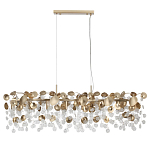 Люстра линейная с подвесками в форме монеток и золотистыми круглыми элементами из металла в виде лепестков FAIRYTREE Light варинант исполнения - 2 | Loft Concept в Саратове