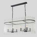 Люстра подвесная овальная со стеклянными прозрачными трубками и металлическим каркасом черного цвета Nembus варинант исполнения - 2 | Loft Concept в Саратове