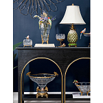 Ваза из прозрачного стекла с бронзовыми ножками и фигурками попугаев Eden Garden porcelain and bronze варинант исполнения - 5 | Loft Concept в Саратове