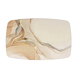 Обеденный стол с прямоугольной бежевой столешницей из стекла на 4-х деревянных ножках Beige Marble варинант исполнения - 2 | Loft Concept в Саратове