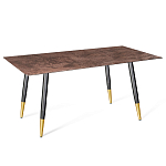 Стол обеденный с коричневой прямоугольной столешницей из керамики на четырех металлических ножках Brown Ceramics варинант исполнения - 1 | Loft Concept в Саратове