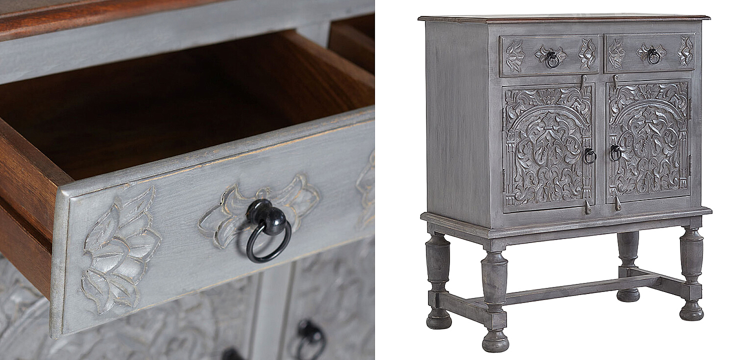 Комод Indian Antique White Furniture Chest of Drawers Amit серый Комод Indian Antique White Furniture Chest of Drawers Amit серый - Loft-Concept в Саратове
