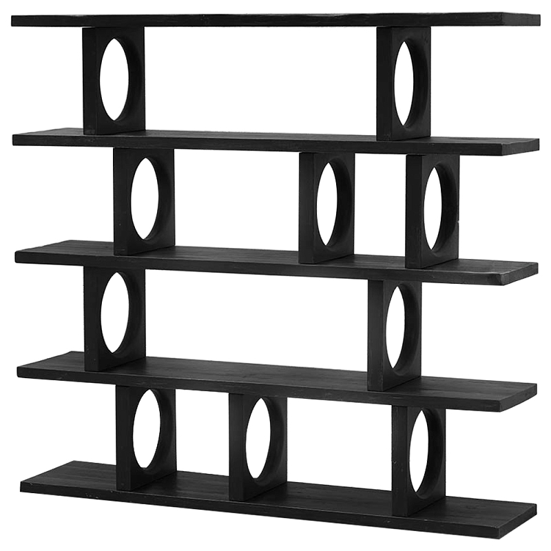 Стеллаж деревянный Noyer Wooden Black Rack Черный Стеллаж деревянный Noyer Wooden Black Rack Черный в Саратове | Loft Concept