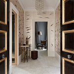 Обои ручная роспись Fishes Blue Pearl on Tarnished Silver gilded silk with pearlescent antiquing варинант исполнения - 2 | Loft Concept в Саратове