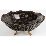 Блюдо черного цвета из фрафора на бронзовых ножках Eden Garden porcelain and bronze варинант исполнения - 1 | Loft Concept в Саратове