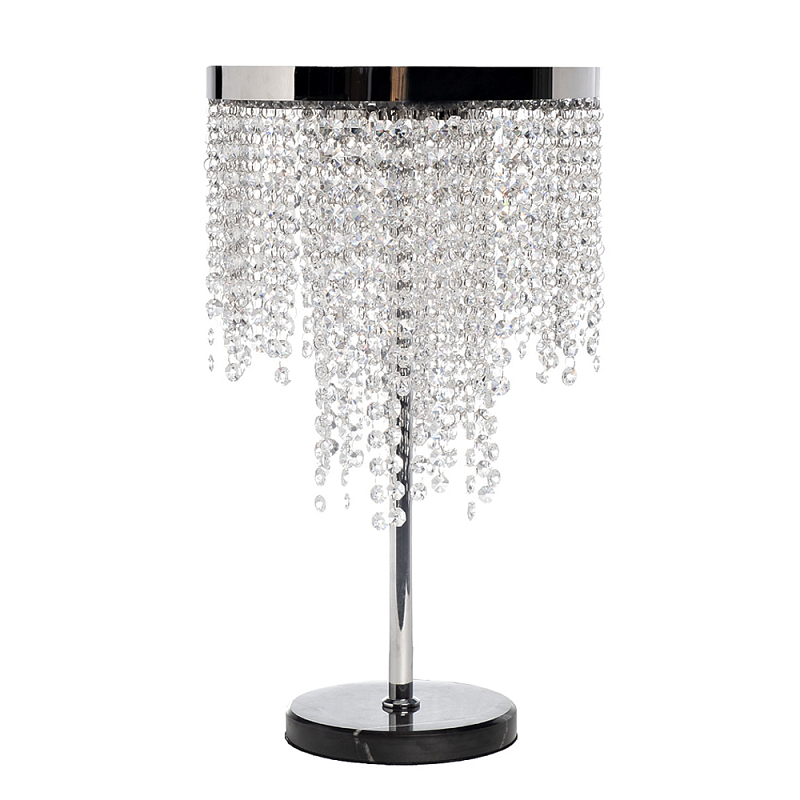 Лампа настольная Хром с каскадом сияющих кристаллов Shining Waterfall Хром Прозрачный в Саратове | Loft Concept 