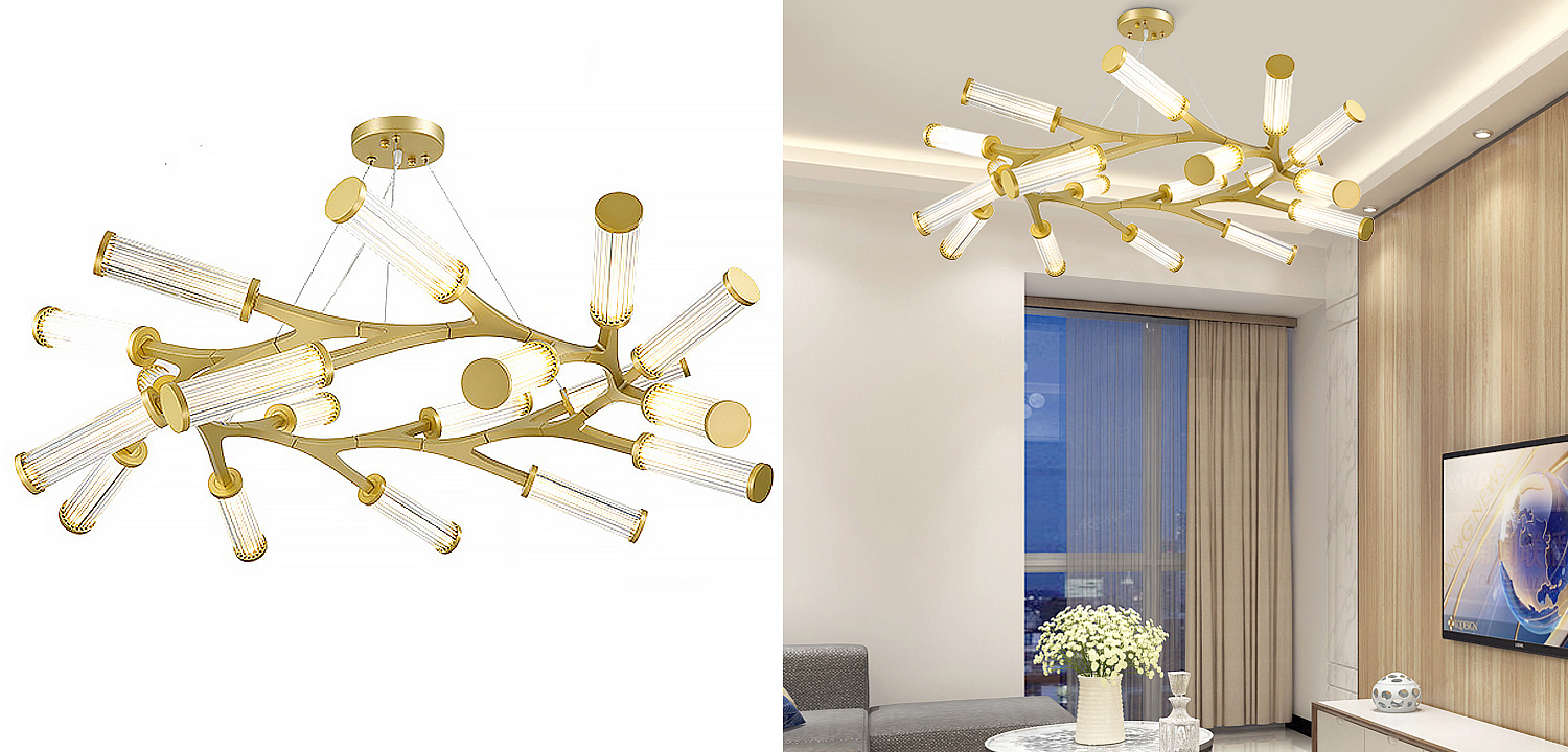 Люстра Cylinder Branches Chandelier Ring Gold Люстра Cylinder Branches Chandelier Ring Gold - Loft-Concept в Саратове