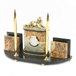 Настольный письменный набор из камня офиокальцит и бронзы с декором в виде льва Successful Leader варинант исполнения - 2 | Loft Concept в Саратове