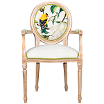 Стул с подлокотниками золотистый из бука с изображением птиц и цветов Blooming Birds 2 варинант исполнения - 1 | Loft Concept в Саратове