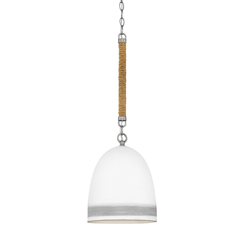 Подвесной светильник белый колоколообразный с декоративной обмоткой из веревки Hinkley Никель Белый Бежевый в Саратове | Loft Concept 