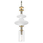 Подвесной светильник со стеклянными элементами и бронзовыми вставками Высота 62 см Gabriel Scott Luna варинант исполнения - 7 | Loft Concept в Саратове