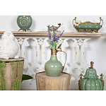 Кувшин зеленого цвета из фарфора с бронзовой крышкой и изогнутой ручкой Eden Garden porcelain and bronze варинант исполнения - 4 | Loft Concept в Саратове