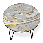 Стол журнальный c круглой столешницей из стекла серого цвета Gray and Gold Marble варинант исполнения - 2 | Loft Concept в Саратове