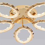 Потолочная люстра с 5-ю светодиодными лампами с золотистым каркасом Ring of Fire варинант исполнения - 2 | Loft Concept в Саратове