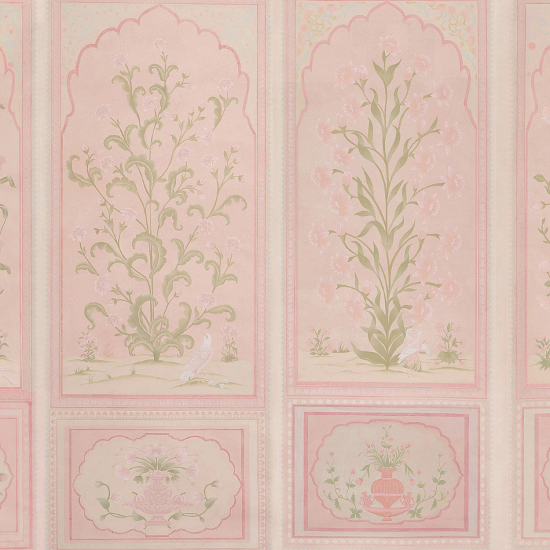 Обои ручная роспись Jharokha Arches Original colourway on pink painted Xuan paper Обои ручная роспись Jharokha Arches Original colourway on pink painted Xuan paper в Саратове | Loft Concept