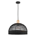Подвесной светильник с округлым абажуром из черного ротанга Wicker Furniture варинант исполнения - 2 | Loft Concept в Саратове