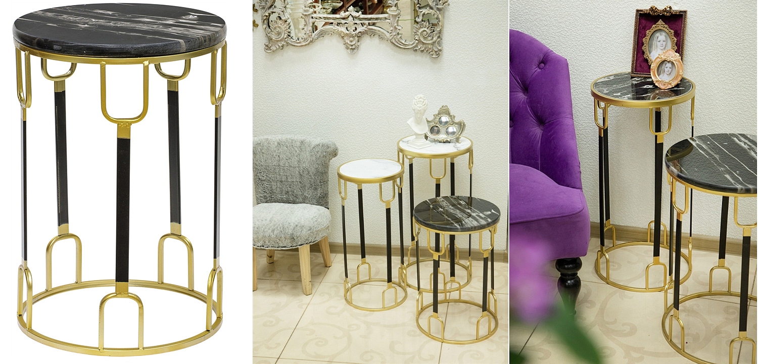 Приставной стол Dorius Side Table black marble high Приставной стол Dorius Side Table black marble high - Loft-Concept в Саратове