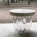 Дизайнерский журнальный стол на 3-х овальных прозрачных ножках Tukutic варинант исполнения - 2 | Loft Concept в Саратове