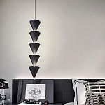 Подвесной светильник светодиодный в виде ряда черных металлических конусов  Herringbone варинант исполнения - 5 | Loft Concept в Саратове