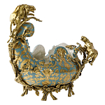 Чаша голубого цвета с оранментом и и бронзовыми фигурами леопардов Eden Garden варинант исполнения - 2 | Loft Concept в Саратове