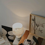 Настольная лампа с принтом на белом тканевом абажуре Roof Garden Lamp варинант исполнения - 7 | Loft Concept в Саратове