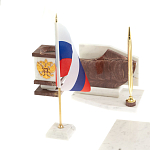 Настольный письменный набор из мрамора и лемезита с гербом и флагом России Marble Accessory варинант исполнения - 3 | Loft Concept в Саратове
