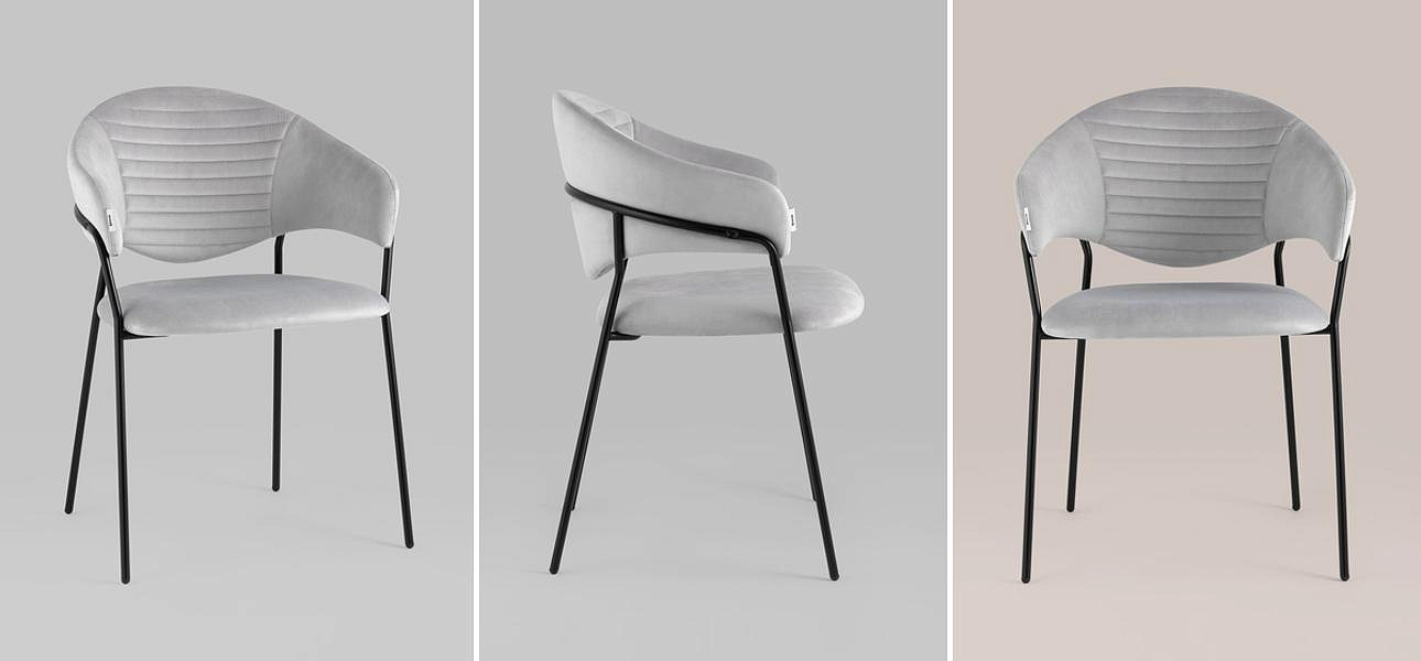 Стул Alexis Chair Светло-Серый Велюр Стул Alexis Chair Светло-Серый Велюр - Loft-Concept в Саратове