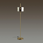 Торшер с круглым плафоном на высокой бронзовой ножке с вертикальным декором из металлических трубок Sohne варинант исполнения - 2 | Loft Concept в Саратове