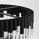 Люстра круглая из матового черного металла с подвесками из прозрачных стеклянных трубок Noir Tubes варинант исполнения - 9 | Loft Concept в Саратове