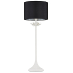 Настольная лампа с декором в виде белого цветка магнолии на каркасе и черным абажуром White Magnolia варинант исполнения - 3 | Loft Concept в Саратове