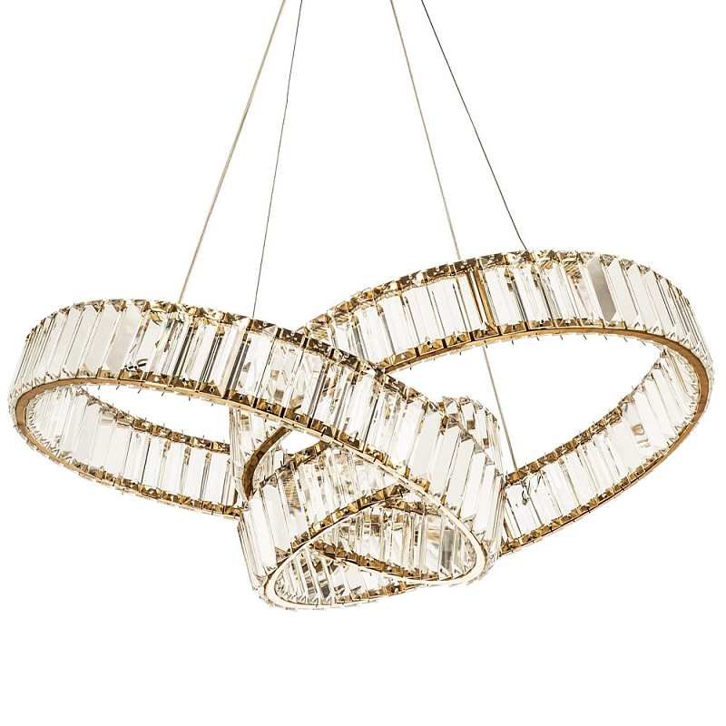 Подвесная люстра в виде изогнутых колец с хрустальным декором Ring Horizontal Oculus Gold Light Chandelier Золотой Прозрачный Подвесная люстра в виде изогнутых колец с хрустальным декором Ring Horizontal Oculus Gold Light Chandelier Золотой Прозрачный в Саратове | Loft Concept