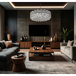 Круглая люстра с хрустальными подвесками на серебряном каркасе Gorgeous Crystal Light варинант исполнения - 12 | Loft Concept в Саратове