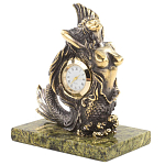 Часы настольные бронзовые в виде русалочки из натурального камня Змеевик Mermaid Stone Clock варинант исполнения - 2 | Loft Concept в Саратове