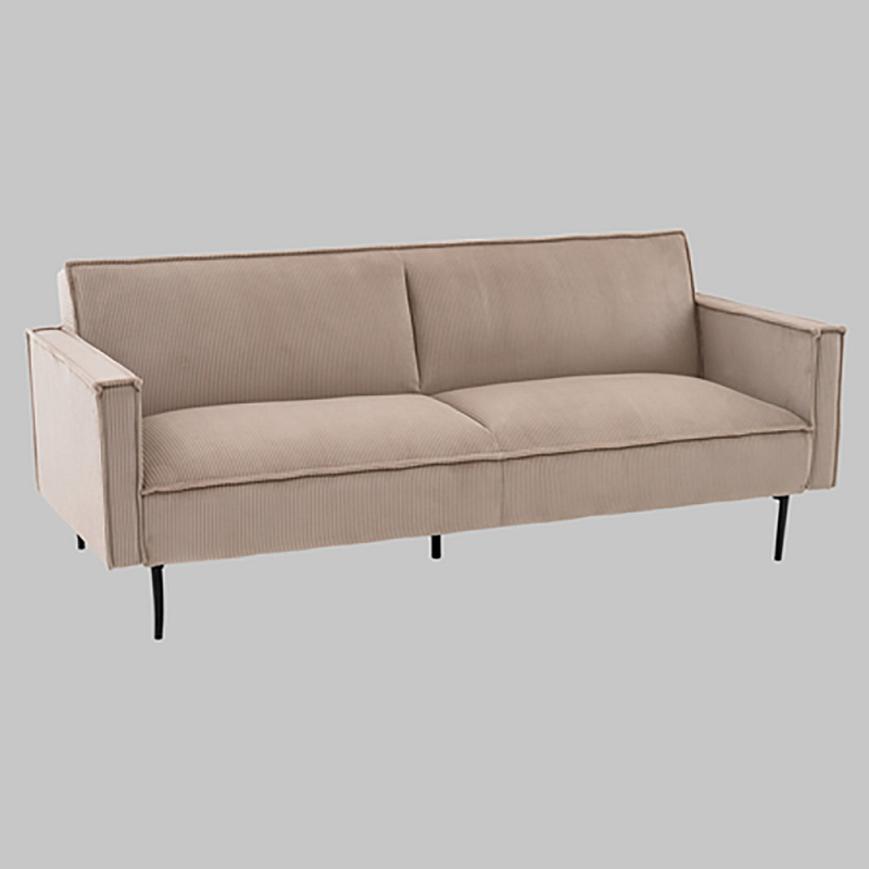 Диван современный вельветовый прямой Worcester Бежевый  Капучино  Черный в Саратове | Loft Concept 