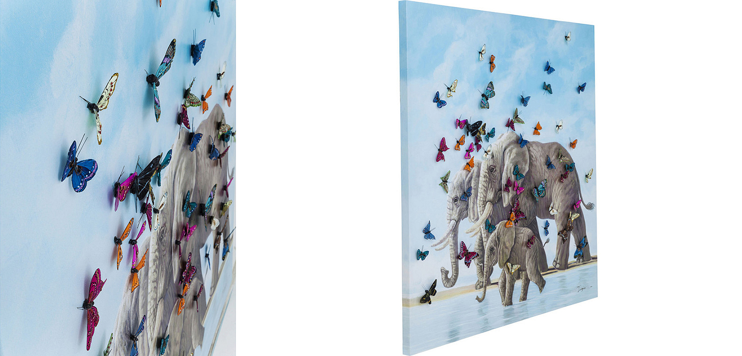 Картина Elephants with Butterflies painting Картина Elephants with Butterflies painting - Loft-Concept в Саратове