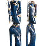 Комплект из 2-х деревянных статуэток Asmat Tall Statuettes Blue Green варинант исполнения - 3 | Loft Concept в Саратове