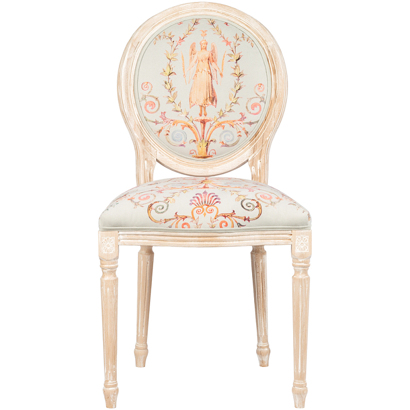 Стул из массива бука светло-серый с растительным орнаментом Raffael Angel Grey Chair Светло-серый Мульти Бежевый Стул из массива бука светло-серый с растительным орнаментом Raffael Angel Grey Chair Светло-серый Мульти Бежевый в Саратове | Loft Concept