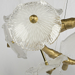 Люстра подвесная круглая с ветвистыми бронзовыми элементами и стеклянными рифлеными дисками Textured Glass Chandelier варинант исполнения - 4 | Loft Concept в Саратове